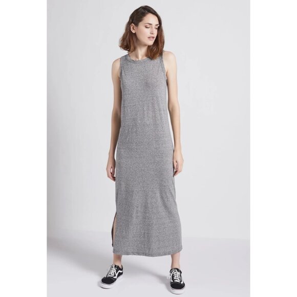 Current/Elliott The Perfect Muscle Tee Dress Side Slit Heather Gray - Size 1 - Picture 2 of 11